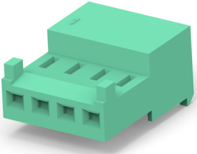 Socket header, 4 pole, pitch 2.54 mm, straight, green, 3-644044-4