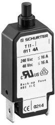 Circuit breaker, 1 pole, T characteristic, 600 mA, 48 V (DC), 240 V (AC), faston plug 2.8 x 0.8 mm, drop-in, IP40, 4400.0221