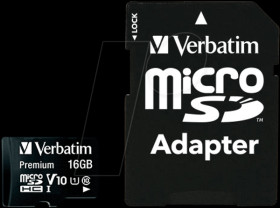 44082 MicroSDHC memory card 16GB, Verbatim, Class 10