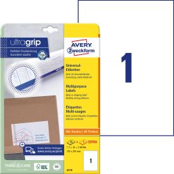 Avery-Zweckform 6119 Etykieta uniwersalna 210 x 297 mm Papier biały 30 szt. Trwały Drukarka atramentowa, Drukarka Lasero