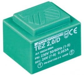 TEZ 2,1VA transformator zalewany do druku 2x9V / 110mA