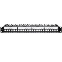 Qoltec Solidny stalowy Patch panel do szaf RACK 19 24 porty 1U UTP Czarny
