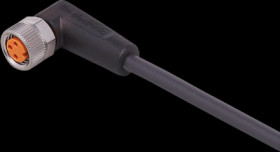Sensor actuator cable, M8 cable socket, angled, A to open end, 3 pole, 10 m, PUR, black, 3 A, EVC149