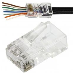 Wtyk modularny RJ45 8P8C kat.5e nieekranowany UTP drut przelotowy WORECZEK 100szt. Alantec