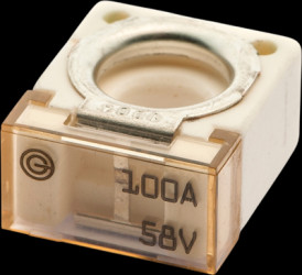 Automotive flat fuse, 100 A, 58 V, (L x W x H) 20 x 11.8 x 23.5 mm, CF100