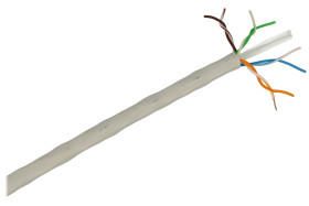 Przewód; do transmisji danych; U/UTP; 8x0,54mm2; drut; Cu; szary; PVC; okrągły; skrętka kat. 6; 150V; szpula 305m; Dailan