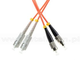 Patchcord światłowodowy wielomodowy SC/UPC-FC/UPC, 50/125, dupleks, włókno OM2 długość 1m