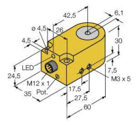 Czujnik indukcyjny Turck BI6R-W30-DAP6X-H1141, 10 - 30 V, 1 szt.