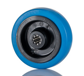Kółko do wózka, Miękka guma, Guma, Niebieski, obc.: 160kg, śred.: 100mm, szer.: 34mm