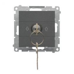 Simon 55 Łącznik na kluczyk roletowy chwilowy przycisk (moduł) 3 pozycyjny I-0-II” 2 styki N/O, 5 A Grafitowy mat TPZK.01/116