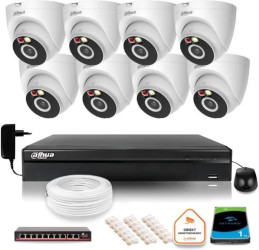 Zestaw monitoringu IP Dahua 2MPx 8 Kamer zewnętrznych oświetlenie IR LED 30m