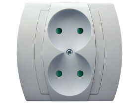 GAZELA Gniazdo podwójne bez uziemienia z przesłonami biały GP-2JP/00 OSPEL