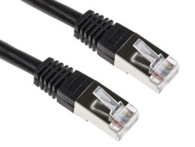 Kabel kategorii 6, Czarny, Wtyk RJ45/męski RJ45dł.: 1m, mat. koszulki: PVC