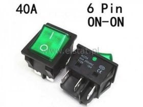 Przełącznik stabilny podś. zielony; 230V 40A 6P