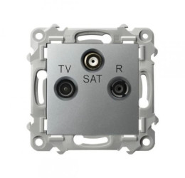 SZAFIR Gniazdo RTV-SAT przelotowe srebrny GPA-ZSP/m/18