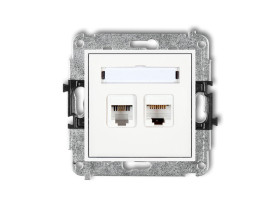 MINI Gniazdo telefoniczne 1xRJ11 + gniazdo komputerowe 1xRJ45 kat.5e 8-stykowy beznarzędziowe biały MGTK KARLIK