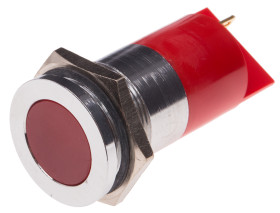 Lampka kontrolna do montażu panelowego 12V, czerwona 22mm LED Chrom Końcówka lutownicza RS PRO