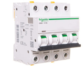 Wyłącznik nadprądowy 4P D 10A 6kA AC iC60N-D10-4 A9F05410