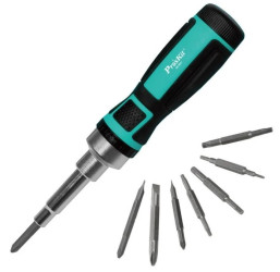 Zestaw narzędziowy wkrętak z grzechotką + 7 bitów dwustronnych Pros Kit SD-9821
