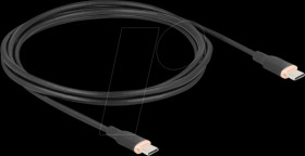 81239 USB 2.0 cable, C plug > C plug, silicone, black, 2.5 m