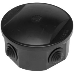 Puszka instalacyjna natynkowa typu KLIK 84x40mm IP44 czarna okrągła z dławikami PAWBOL