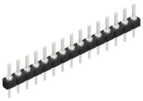 Pin header, 15 pole, pitch 2.54 mm, straight, black, 10057828