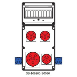 Rozdzielnica 5x63A 3x5x16A 2x3x16A INA=63A IP54 SB-109205-S0090-54