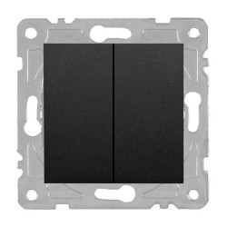 Włącznik światła schodowy podwójny, montaż podtynkowy, kolor czarny QUAD Electromalt, QAD1009B