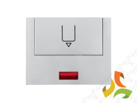 BERKER K.5 Nasadka z nadrukiem i czerwoną soczewką do wyłącznika hotelowego aluminium 16417103 HAGER