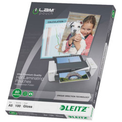 Leitz 7492 Laminate Sheet A5 80 micron glossy 100 pcs durable protection