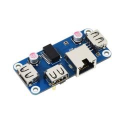 Nakładka ETH/USB HUB HAT 3-portowy USB 2.0 + RJ45 do Raspberry Pi - Waveshare 20416