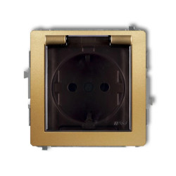 DECO Gniazdo bryzgoszczelne z/u SCHUKO (klapka dymna) złoty 29DGPB-1sdp