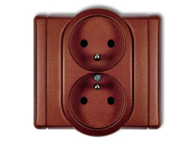 FLEXI Gniazdo podwójne z uziemieniem (przesłony torów prądowych) brązowy metalik 9FGP-2zp KARLIK