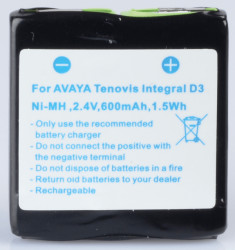 Cordless phone battery, NiMH, 2,4 V, 600 mAh