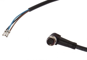 Kabel konfekcjonowany jednostrony złącze M8 żeńskie 3-pinowe kątowe wolny koniec przewodu 3x0,34mm² 2m PUR 60V IP67 VK200071