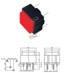 PRZEŁĄCZNIK KWADRATOWY CZERWONY OF-(ON) 12V MIR