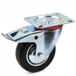 Koło obrotowe skrętne stalowe/gumowe z hamulcem 100/125/160 lub 200 mm, ŚREDNICA: 125 mm