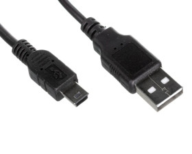 Kabel połączeniowy miniUSB 2.0 /Canon/ Typ USB A/miniUSB B(5pinów), M/M czarny 1m AK-300130-010-S