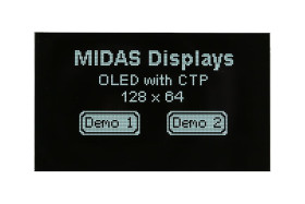 Wyświetlacz OLED 2.42 Biały macierz pasywna 128 x 64 Midas COG I2C, równoległe, SPI