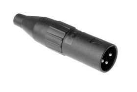 Złącze XLR 3 -pinowe Montaż na kablu XLR Męski Czarny
