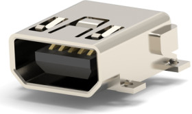 USB-Mini-A/B socket, 5 pole, USB 2.0, SMD, 1-1734328-1