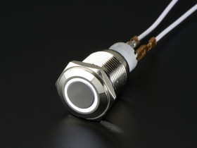 Rugged Metal On/Off Switch with White LED Ring (16mm White On/Off)