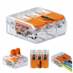 WAGO COMPACT 221-413 Szybkozłączka 3x 0,2-4,0mm2 uniwersalna (na drut / na linkę) 450V/32A ORYGINALNA woreczek 10szt.