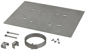 Opaska zaciskowa OZB4 z blachą montażową 300x220mm do montażu obudowy hermetycznej na słupach, masztach