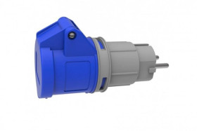 Adapter kempingowy BS wtyk 230V Uni-schuko, gniazdo 16A 3p przemysłowe IP44