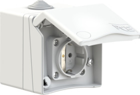 Surface mount german schuko-style socket, white, 16 A/230 V, Germany, IP44, 8630V