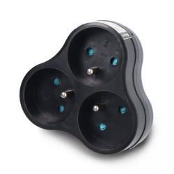 Rozgałęźnik elektryczny - 3 gniazda z uziemieniem - czarny - DPM P903B