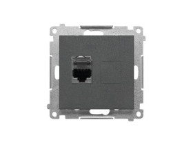 SIMON 55 Gniazdo komputerowe pojedyncze RJ45 kat. 6 ekranowane z przesłoną grafitowy mat T61E.01/116 KONTAKT SIMON