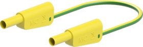 Measuring lead with (4 mm lamella plug, straight) to (4 mm lamella plug, straight), 750 mm, green/yellow, silicone, 1.0 mm², CAT