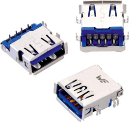 USB-A socket, 9 pole, USB 3.0, solder connection, 692121130100